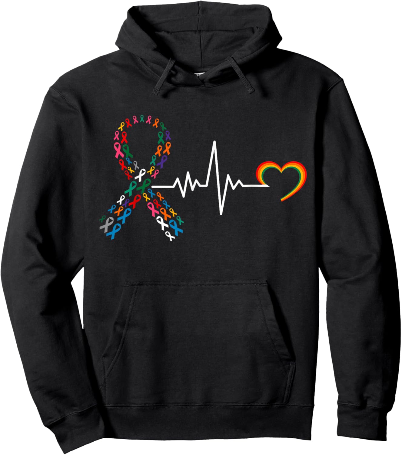 All Cancer Matters Awareness Day Pulse Heartbeat Family Hoodie - Hoodie | Black