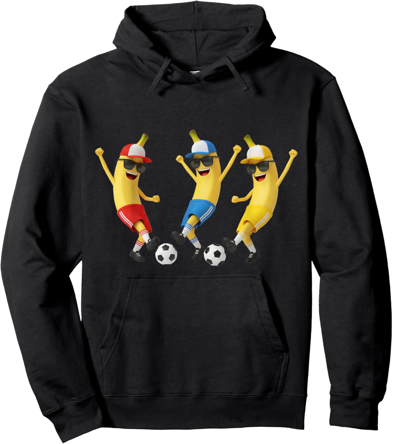 Funny Banana Soccer Team Art | Cool Cartoon Football Hoodie - Hoodie | Black