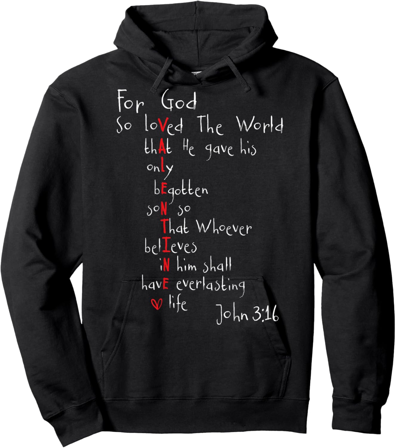 Christian Valentine Scripture Bible Love Verse (On Back) Hoodie - Hoodie | Black