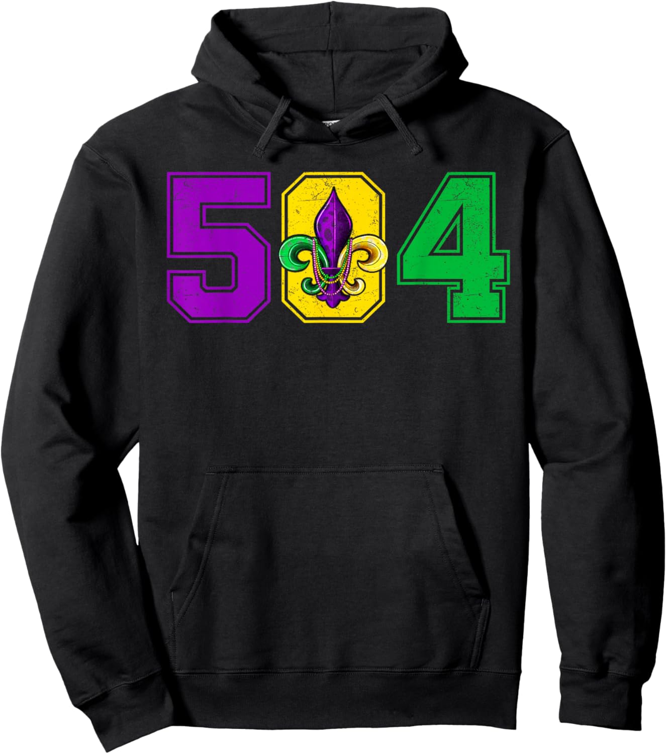 504 Fleur De Lis Mardi Gras Fat Tuesday New Orleans Parade Hoodie - Hoodie | Black