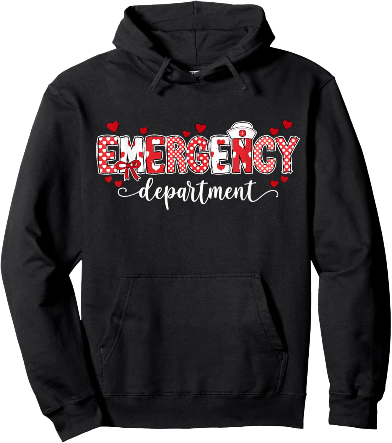 Emergency Department Nurse Valentine's ER ED Tech Nursing Hoodie - Hoodie | Black