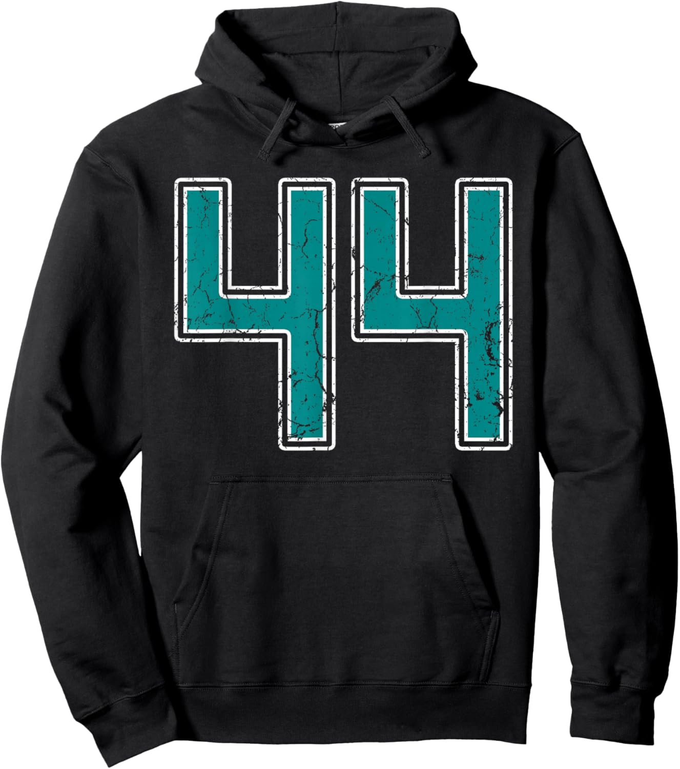 Teal and White Number 44 Jersey Player Uniform #44 Fan Hoodie - Hoodie | Black