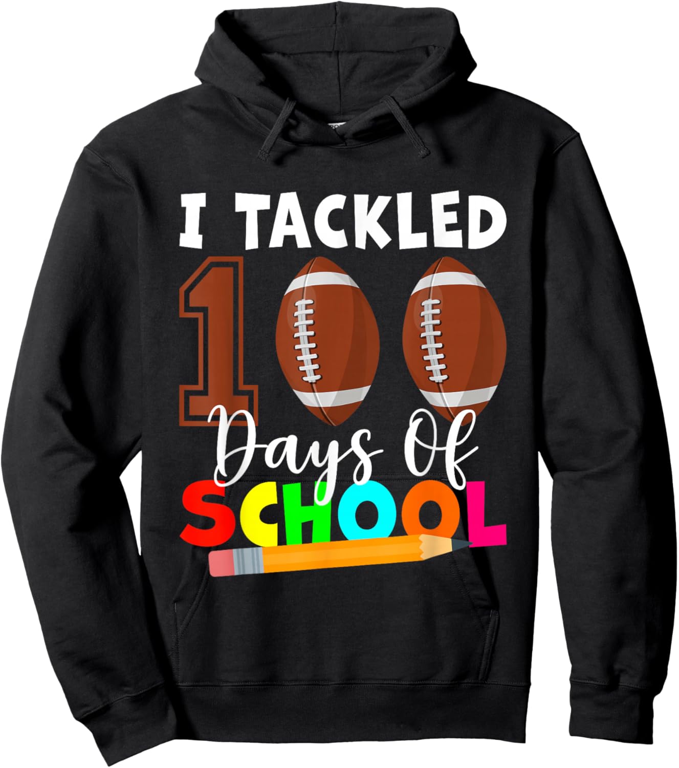 I Tackled 100 Days Football Boys Kids 100th Day of School Hoodie - Hoodie | Black