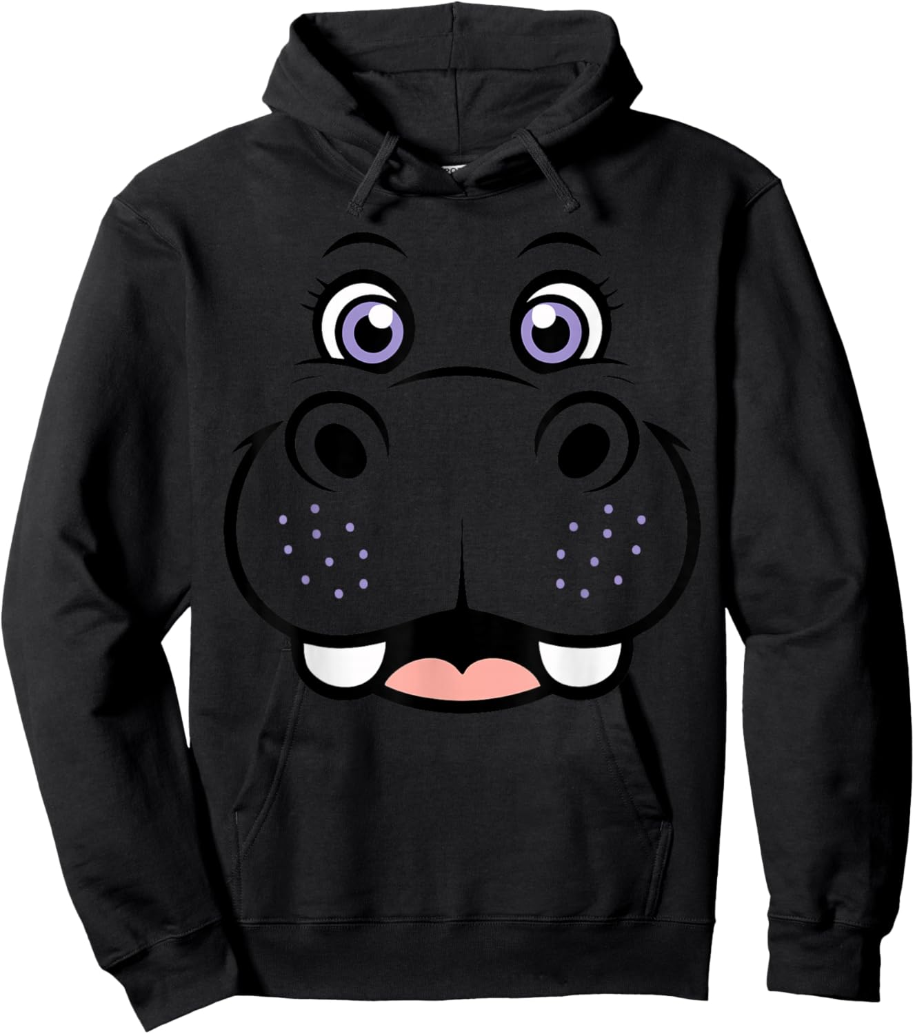 Hippo Shirt Adult Kids Men Women Hippopotamus Face Costume Hoodie - Hoodie | Black