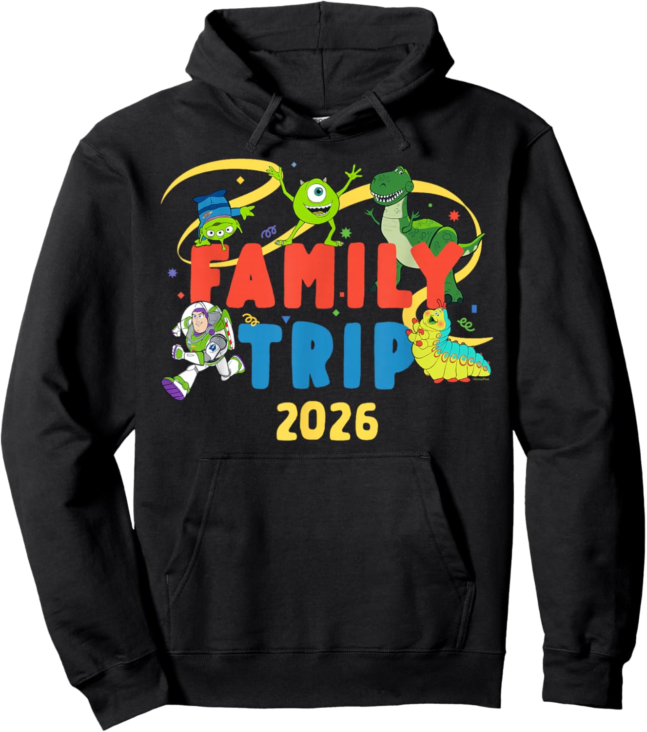 Disney and Pixar Characters Vacation Party Family Trip 2026 Hoodie - Hoodie | Black