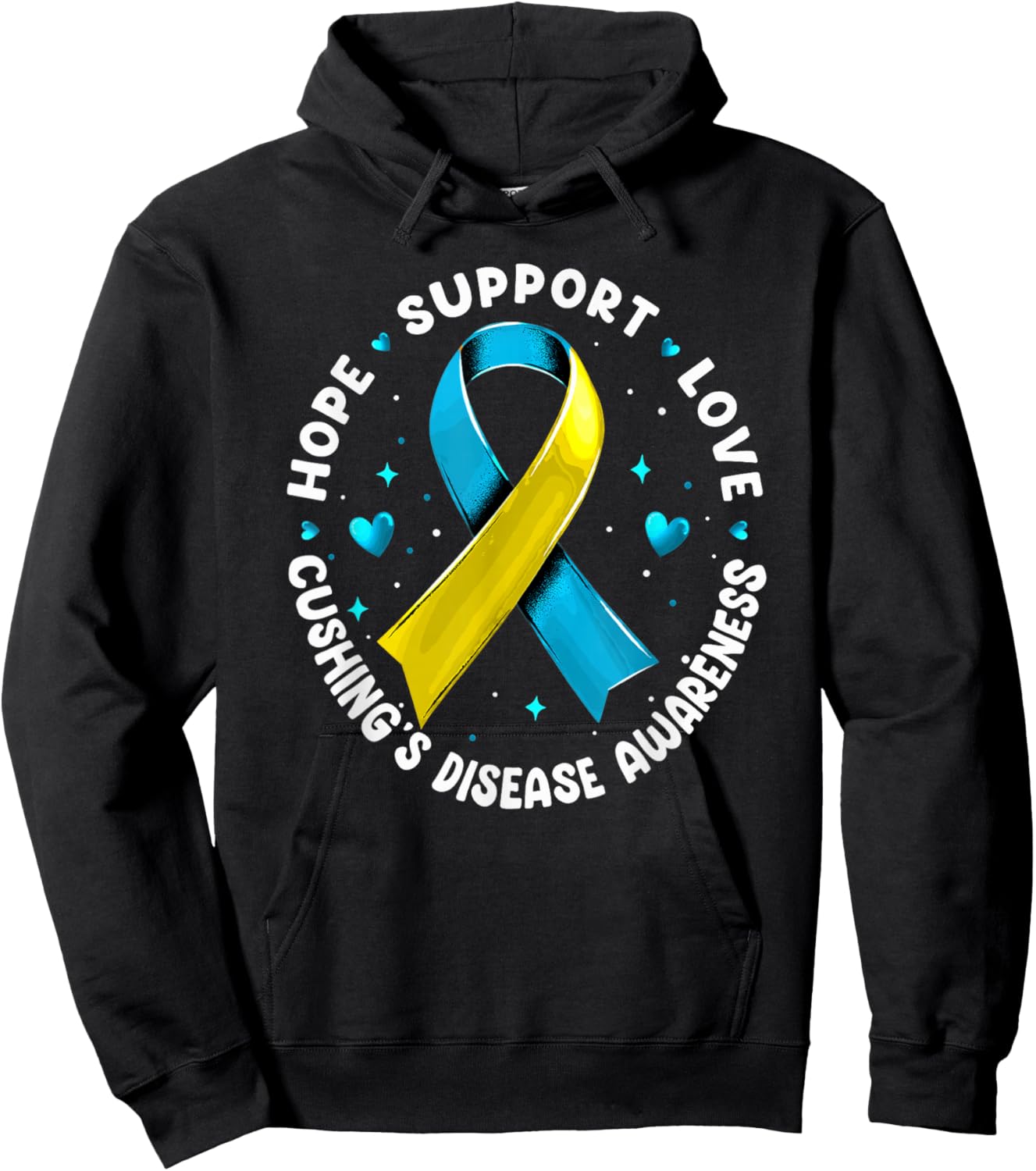 Hope Support Love Cushing's Disease Awareness Hoodie - Hoodie | Black