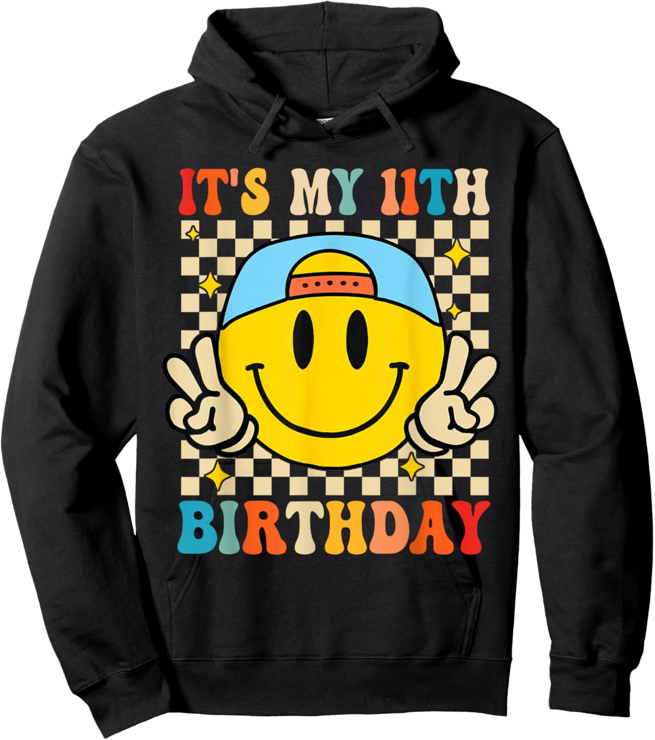 Its My 11th Birthday Smile face 11 Years Old Boys Girls Hoodie - Hoodie | Black