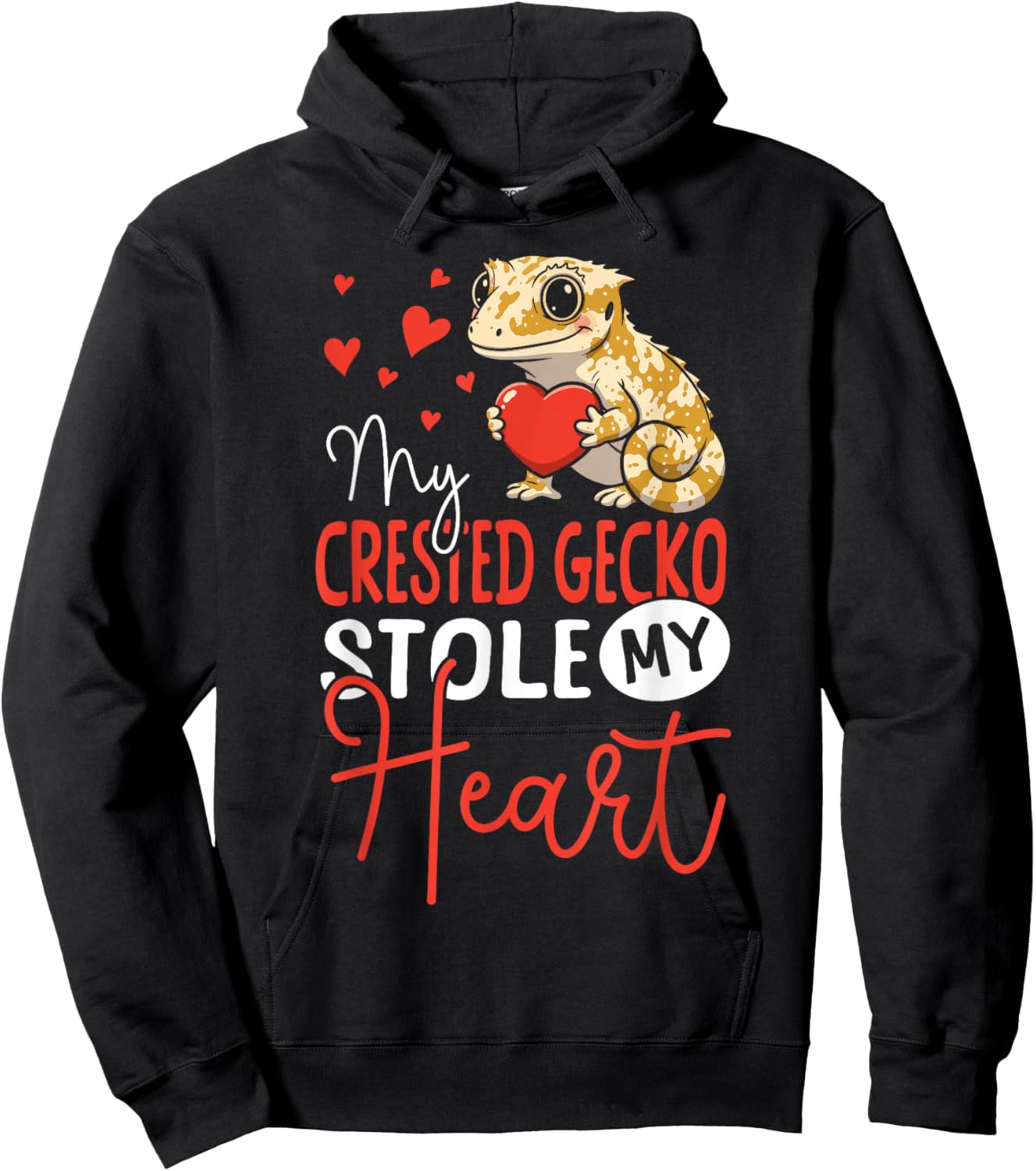 Crested Gecko Valentines Day My Crested Gecko Stole My Heart Hoodie - Hoodie | Black