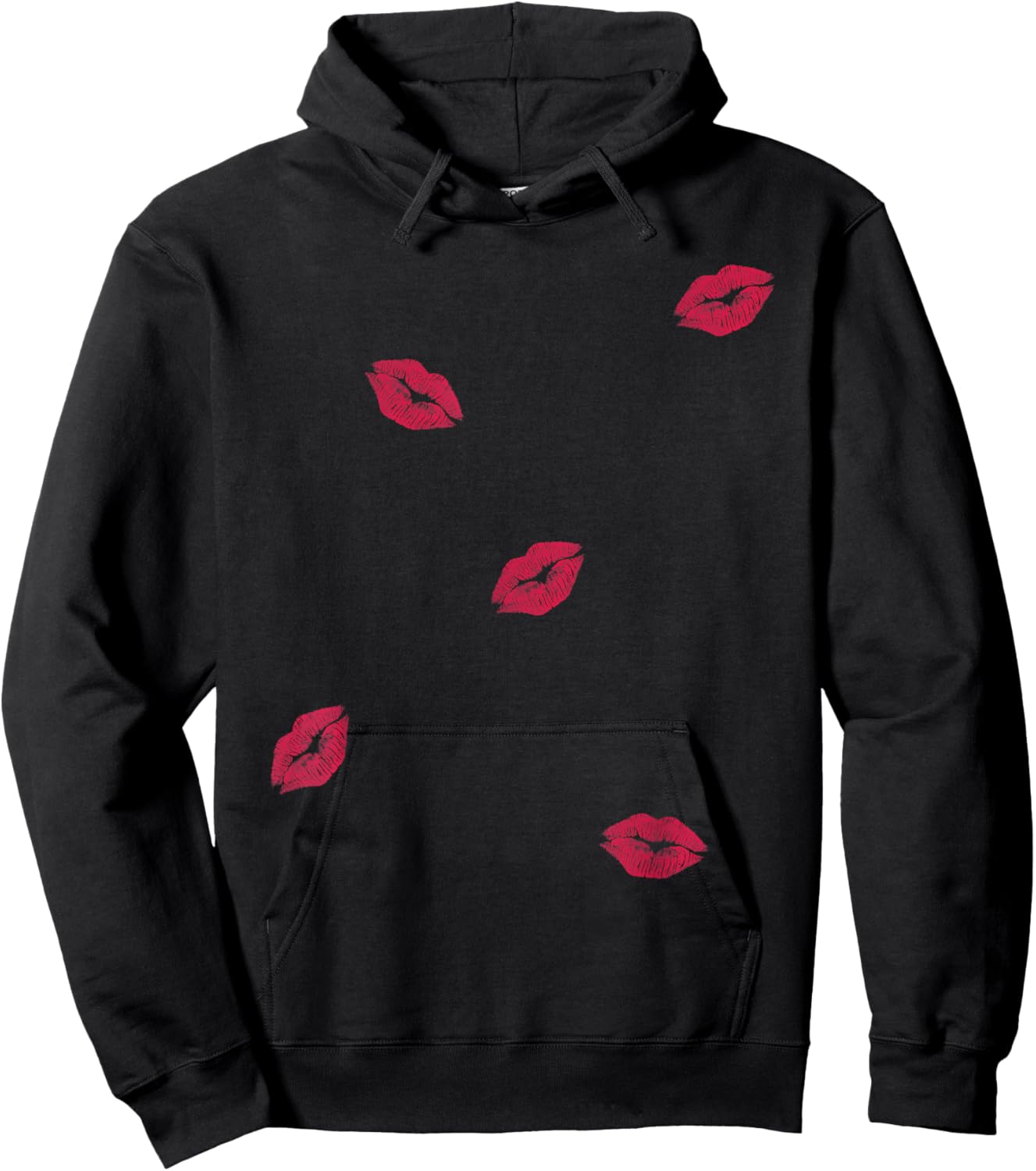 Lipstick Kiss Print Pattern Cute Valentine Pop Art Style Hoodie - Hoodie | Black