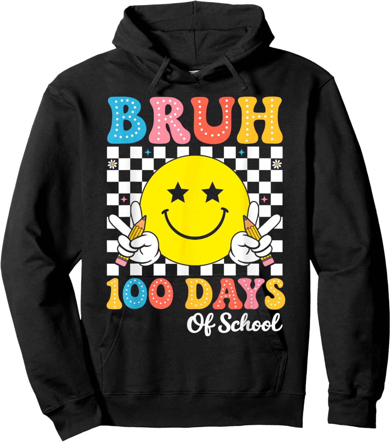Bruh 100 Days of School Teacher Kids 100th Day of School Hoodie - Hoodie | Black