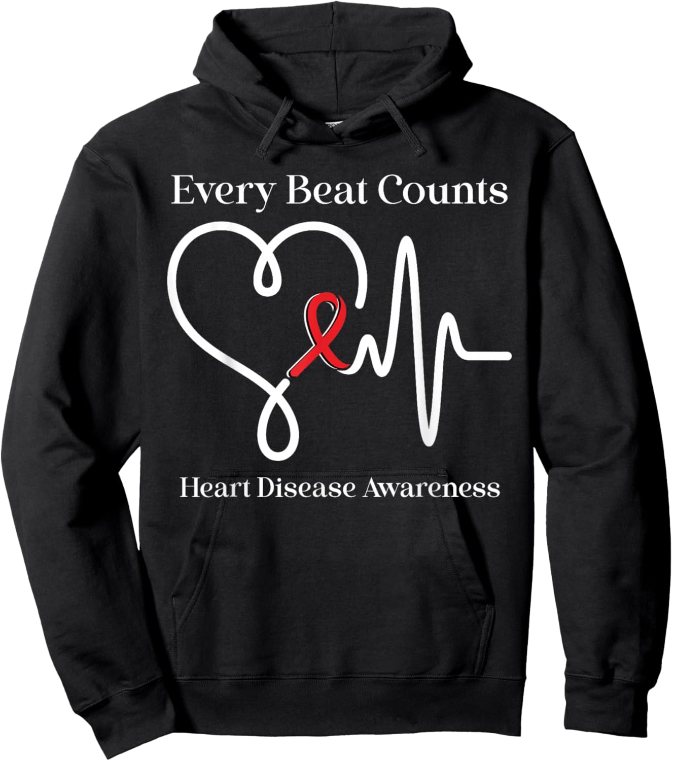 Heart Disease Awareness Every Beat Counts Cardiology Support Hoodie - Hoodie | Black