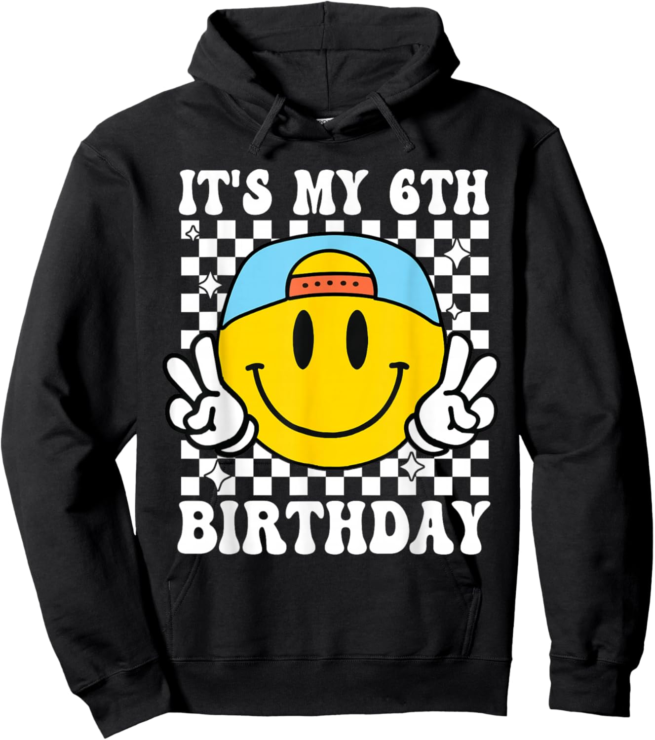 Its My 6th Birthday Smile face 6 Years Old Boys Girls Hoodie - Hoodie | Black