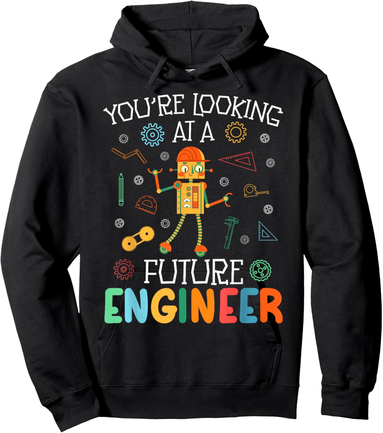 Funny Future Engineer Boy Robotics Engineering Robot Hoodie - Hoodie | Black