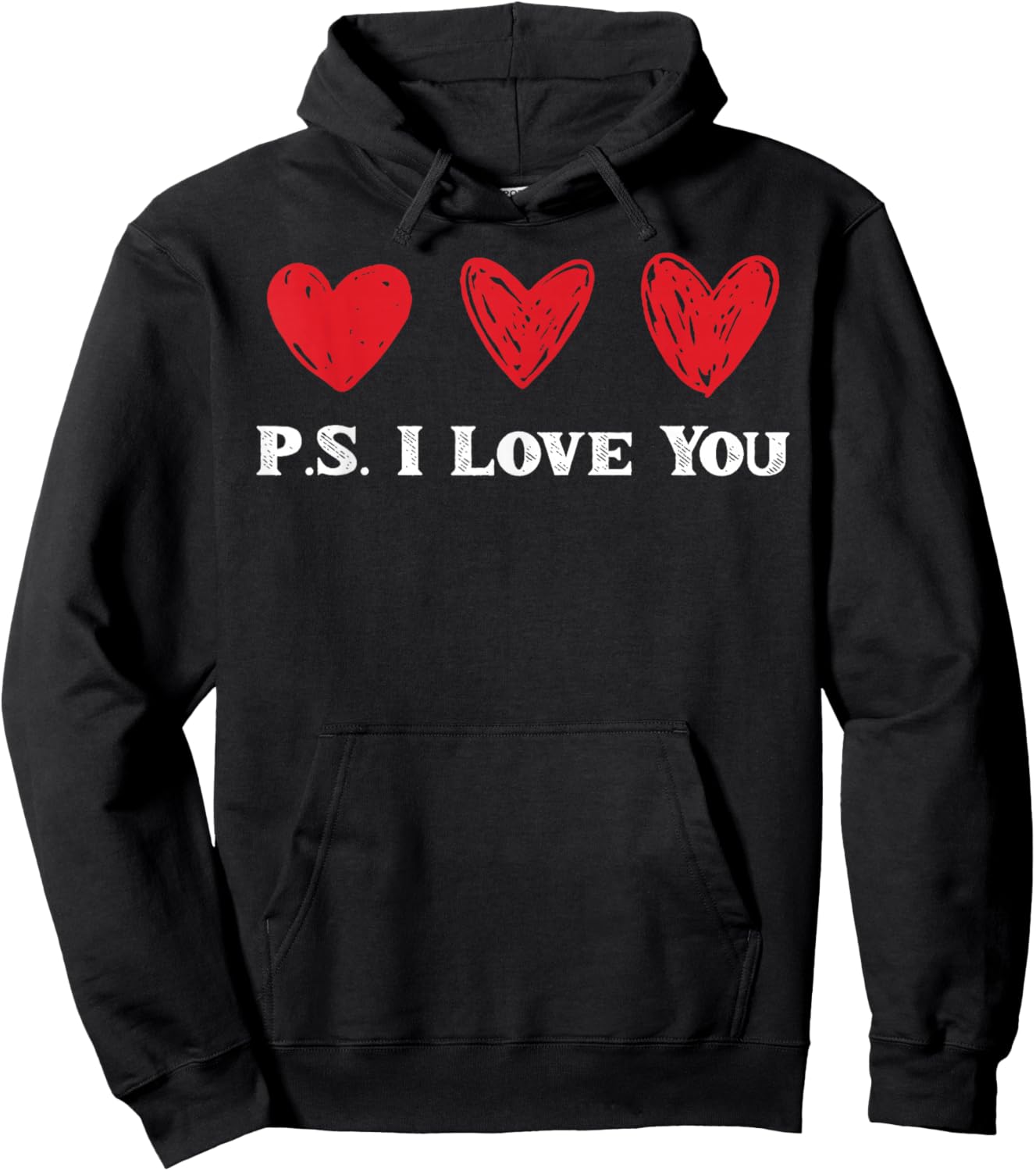 PS I Love You Shirt Valentine's Day Men Women Purple Hoodie - Hoodie | Black