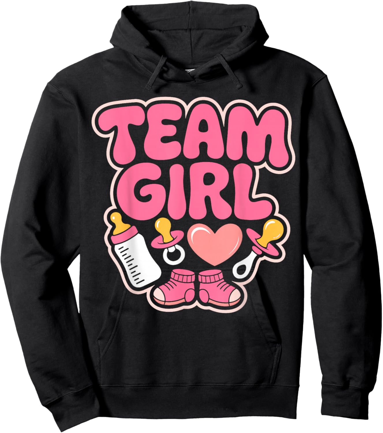 Gender Reveal Party Team Girl Announcement Hoodie - Hoodie | Black