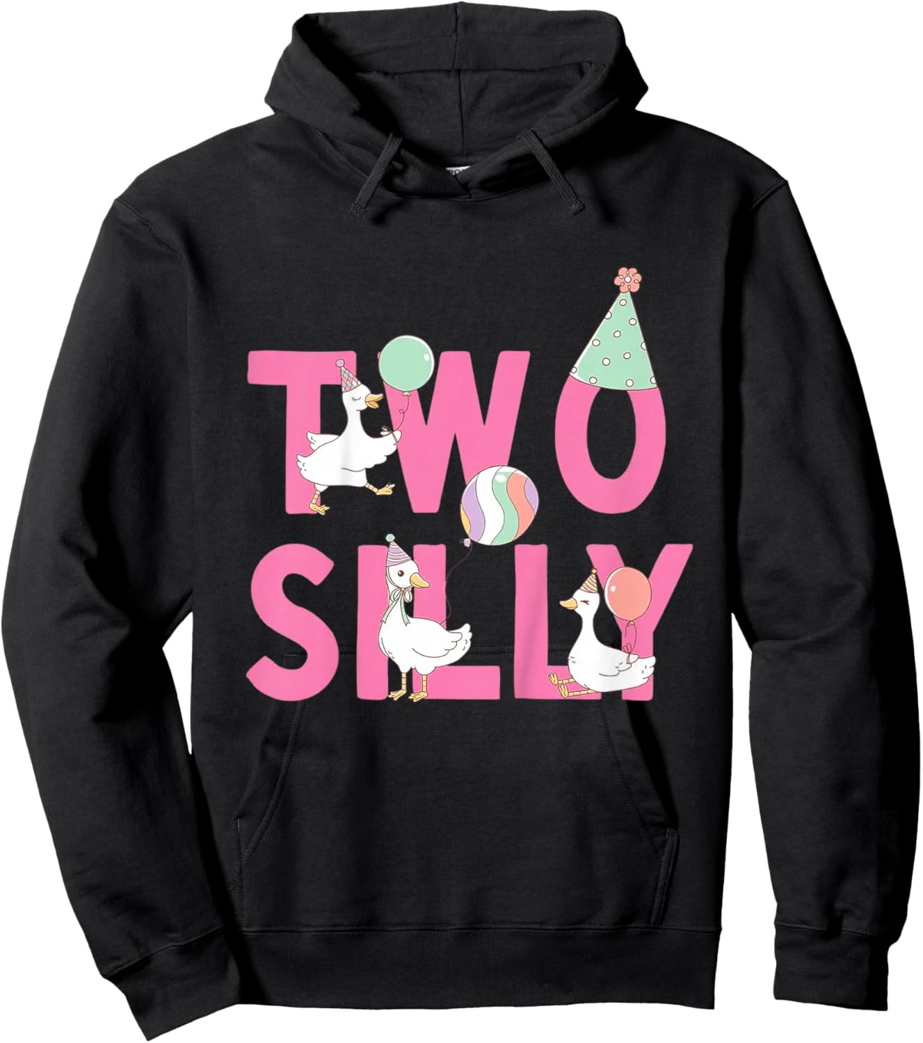 Two Silly Goose 2nd Birthday Girl Boy Goose 2 Year Old Bday Hoodie - Hoodie | Black