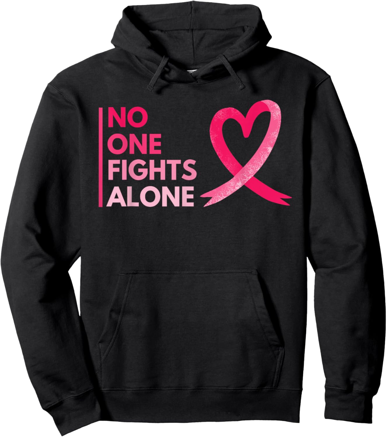 No One Fights Breast Cancer Alone Breast Cancer Awareness Hoodie - Hoodie | Black