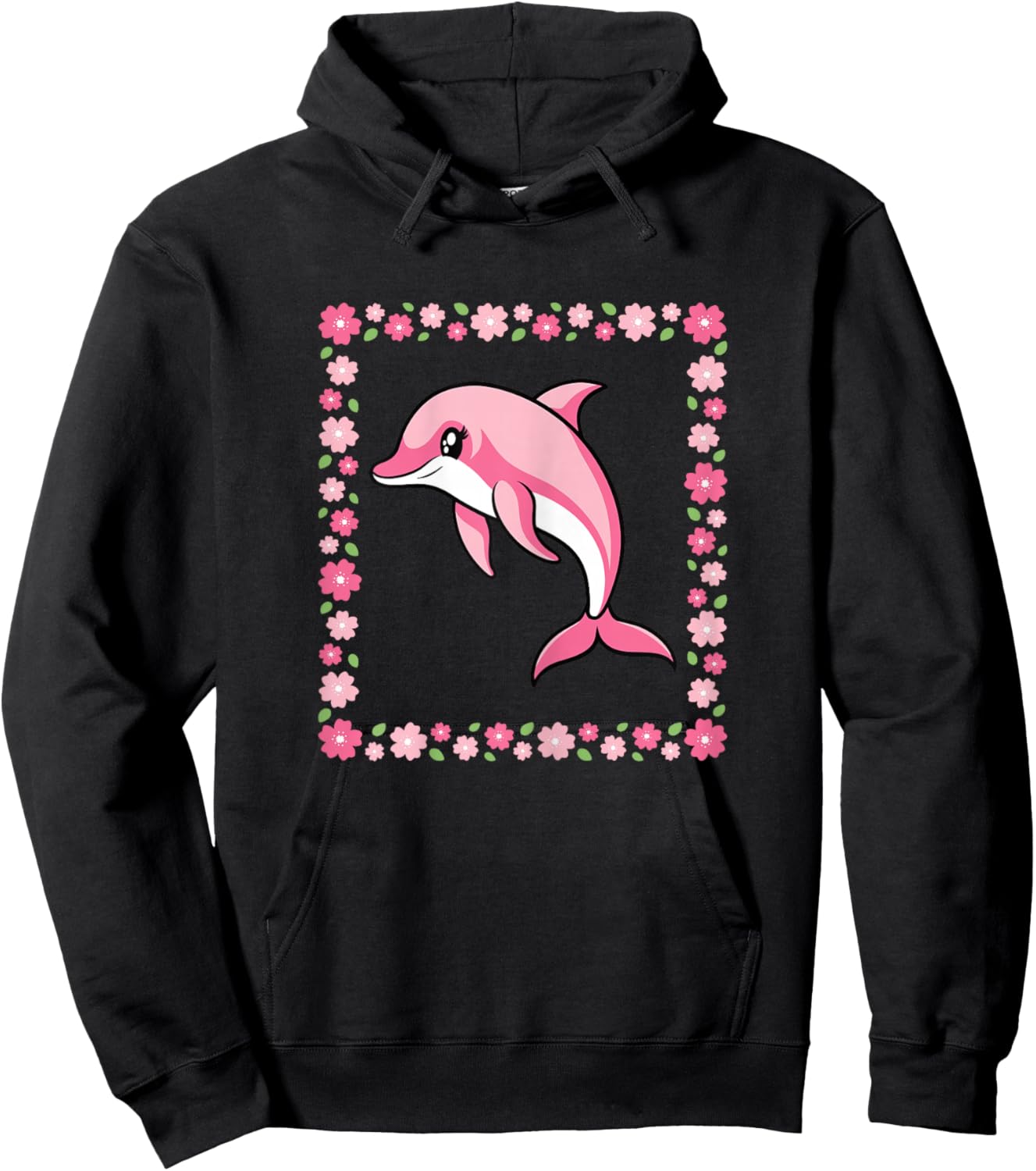 Cute Dolphin Pink Kawaii Animal Women Girls Kids Hoodie - Hoodie | Black