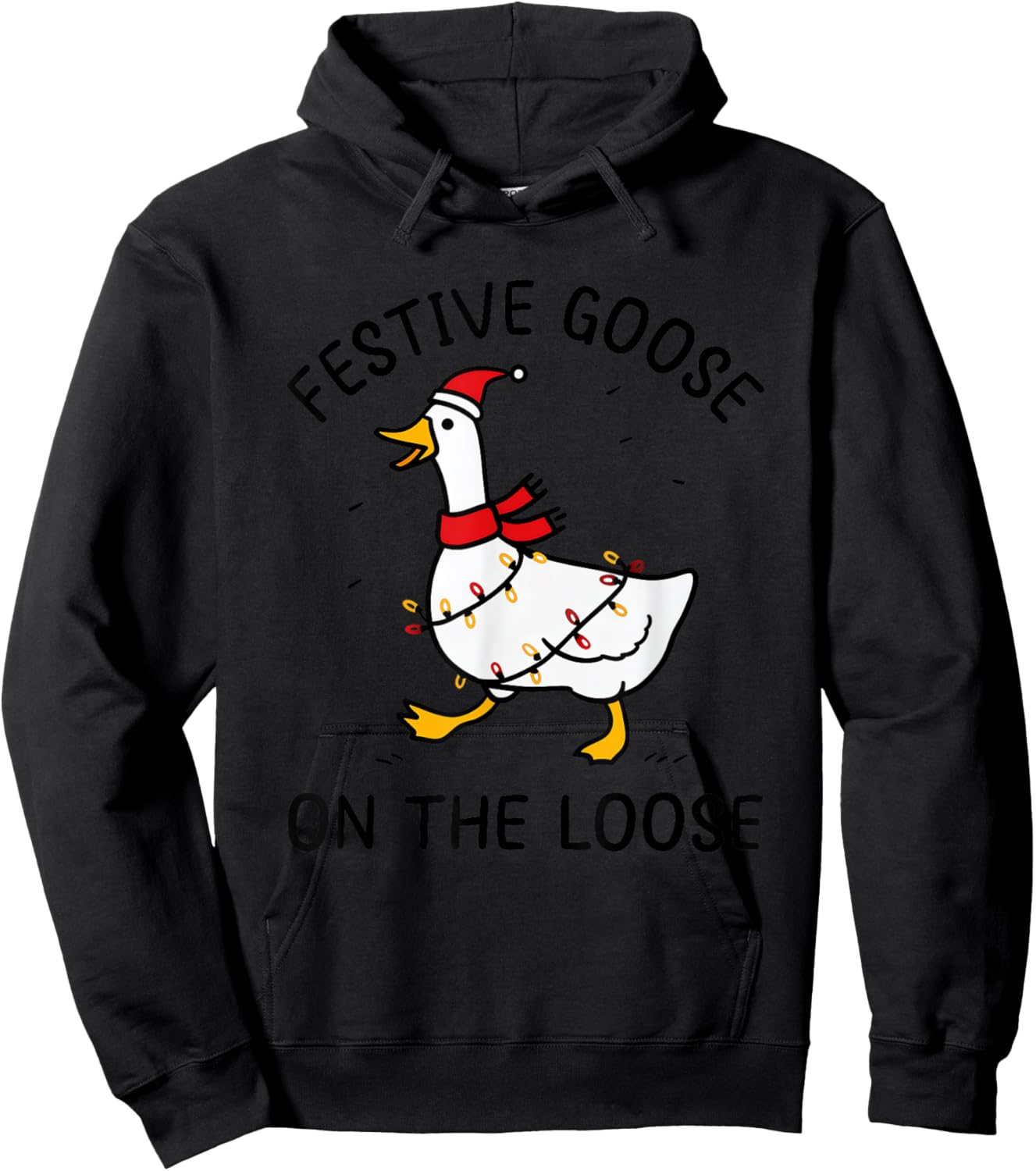 Cute Christmas Geese Holiday Festive Goose On The Loose Hoodie - Hoodie | Black