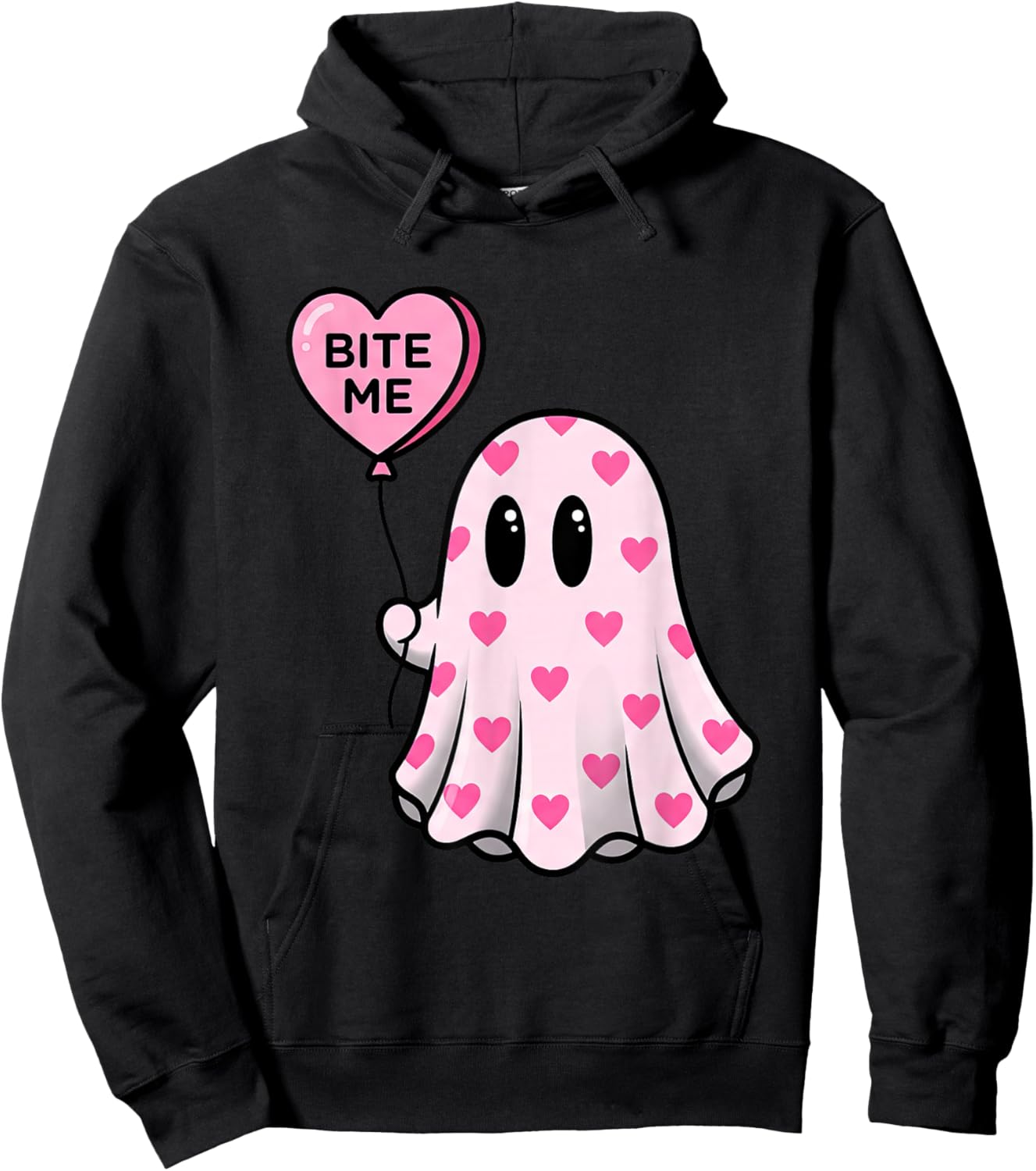 Bite Me Ghost Heart Valentine's Hoodie - Hoodie | Black