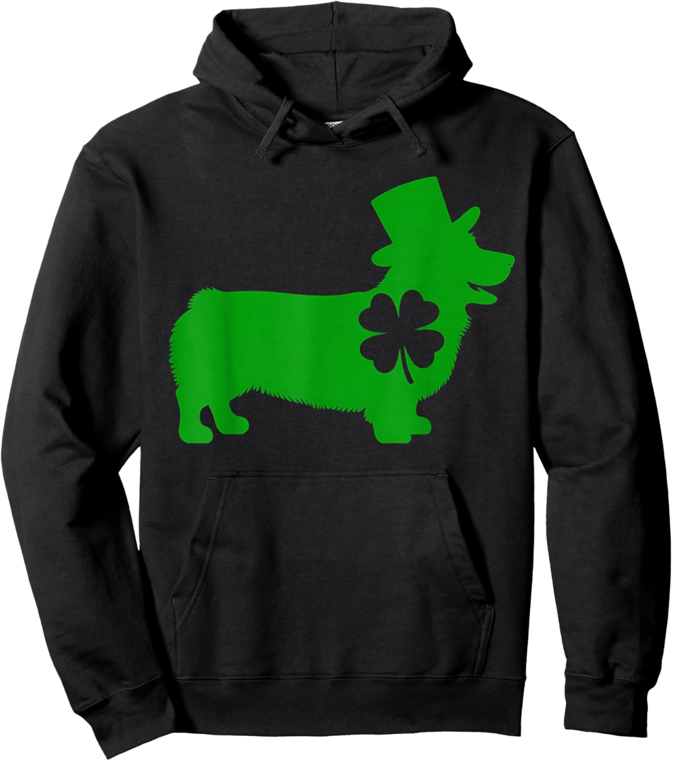 Cute Corgi Dog Shamrock St Patrick's Day Design Ideas Fun Hoodie - Hoodie | Black