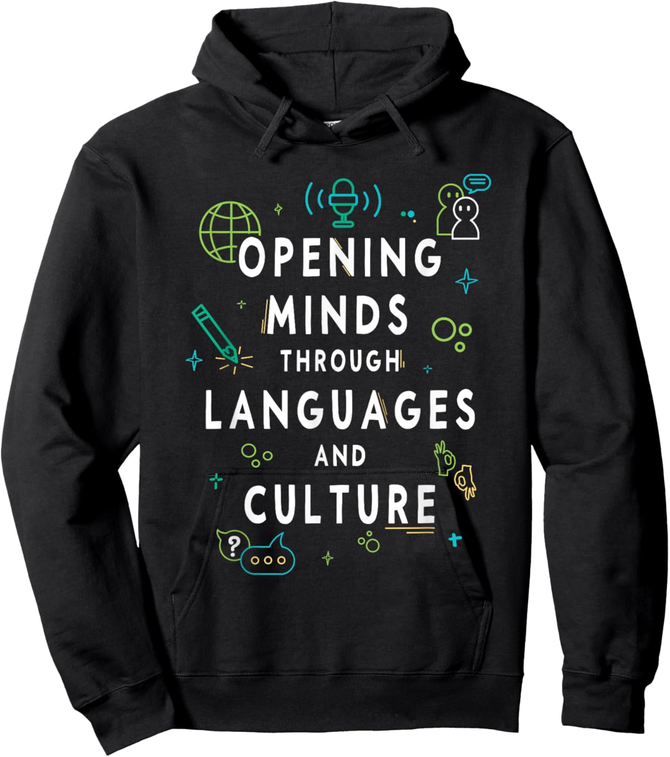 Opening Minds Through Culture for World Language Teacher Hoodie - Hoodie | Black