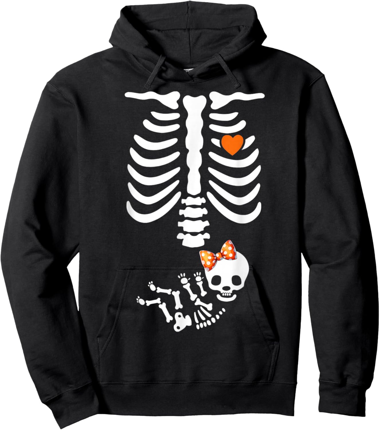 Baby Shower Skeleton Halloween Pregnancy Annoucement Girls Hoodie - Hoodie | Black