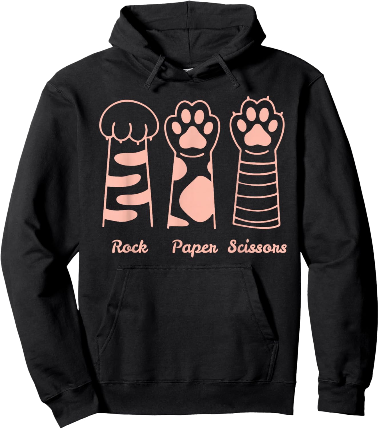 Funny Cat Paw Rock Paper Scissors Hoodie - Hoodie | Black