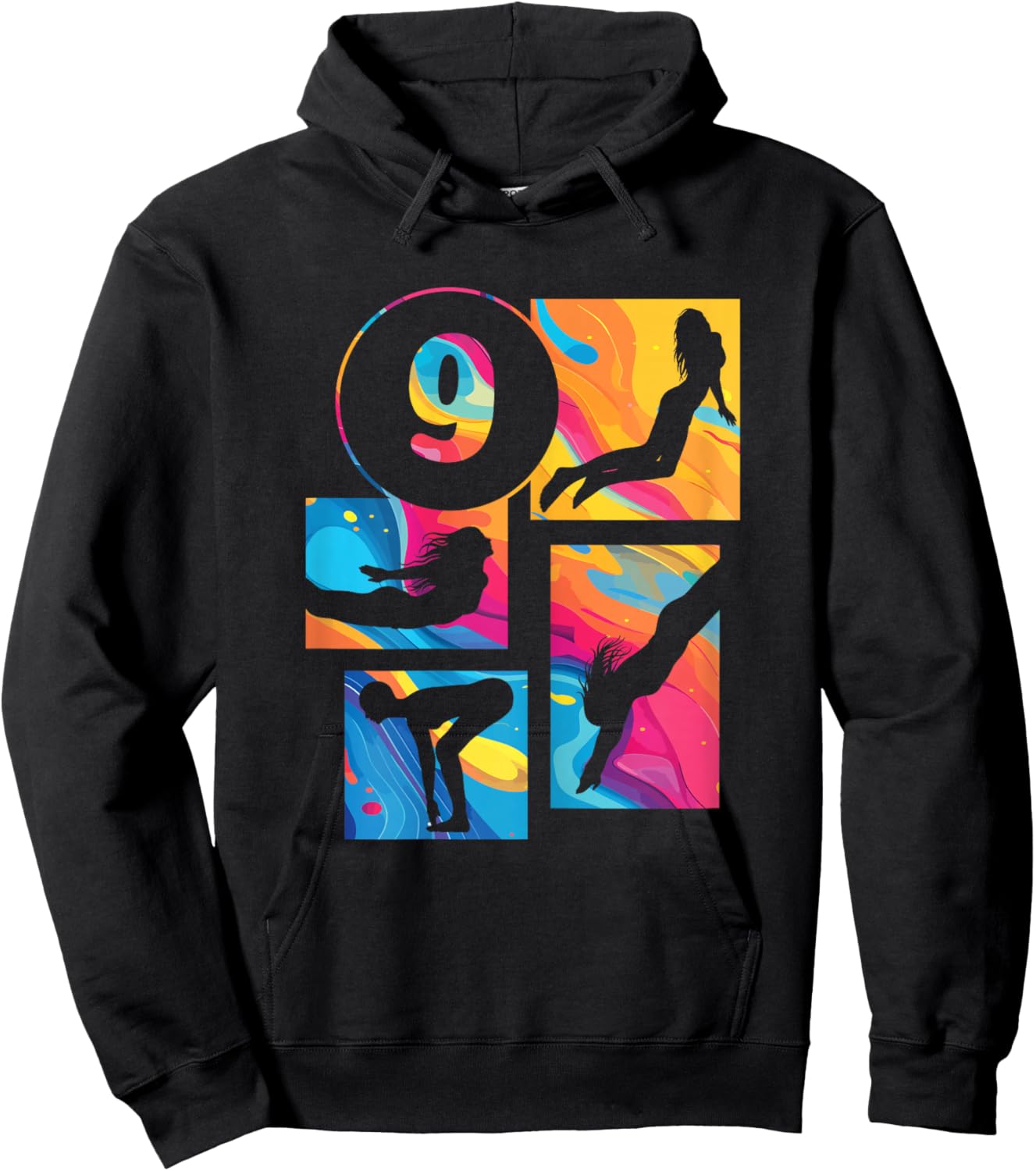 9th Birthday Swimmer Swimming 9 Year Old Girl Hoodie - Hoodie | Black