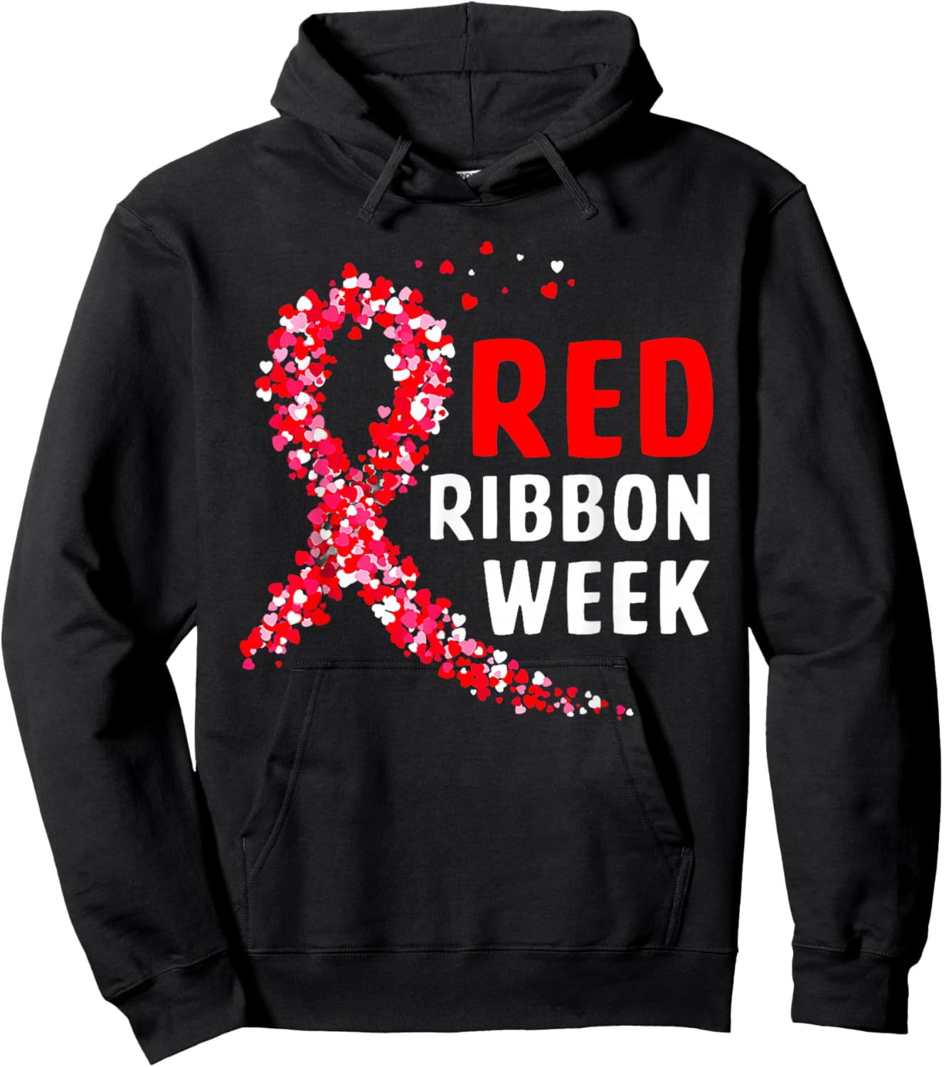 We Wear Red for Red Ribbon Week Awareness Men Women Heart Hoodie - Hoodie | Black