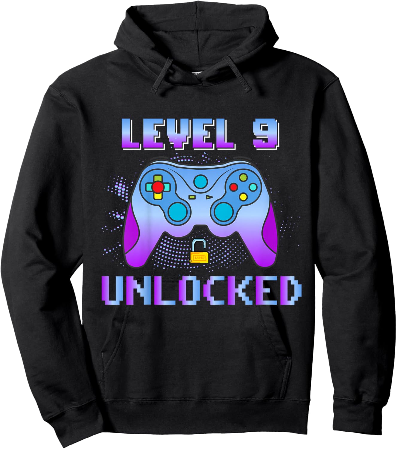 9 Year Old Birthday Gamer Level 9 Unlocked Gaming 9 Birthday Hoodie - Hoodie | Black