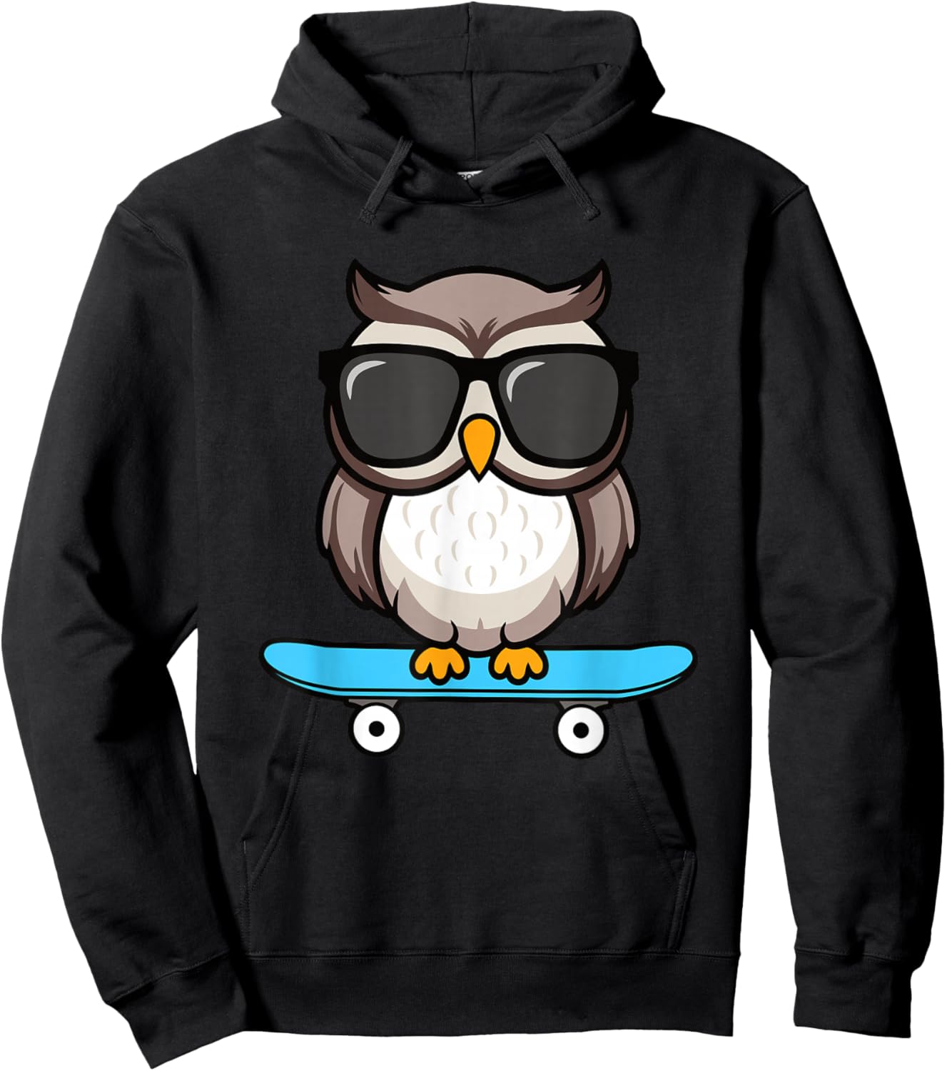 Funny Cool Owl Skateboard Boys Kids Hoodie - Hoodie | Black
