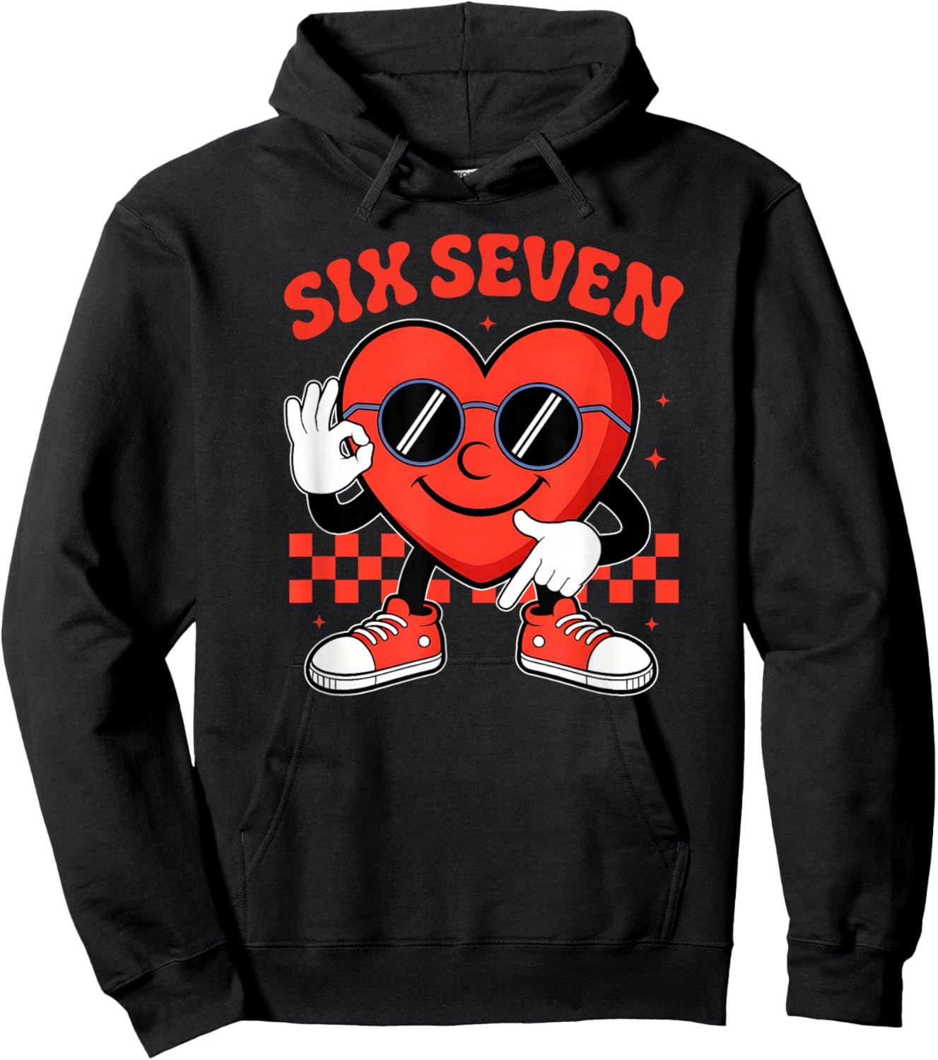 Six Seven 6 7 Valentines Day Heart Men Boys Kids 67 Meme Hoodie - Hoodie | Black