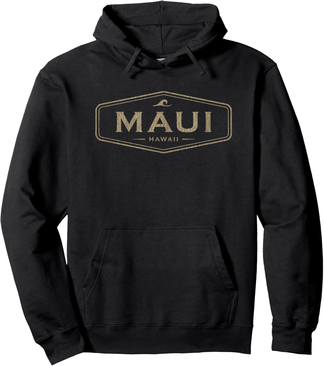 Maui Hawaii Souvenir Vacation Vintage Badge Hoodie - Hoodie | Black