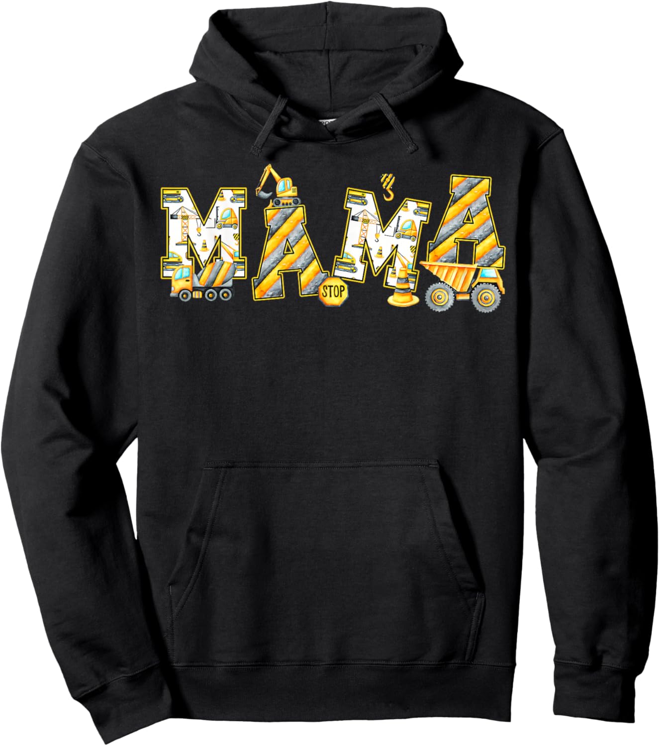 Funny Mama Construction Excavator Kids Matching Family Party Hoodie - Hoodie | Black