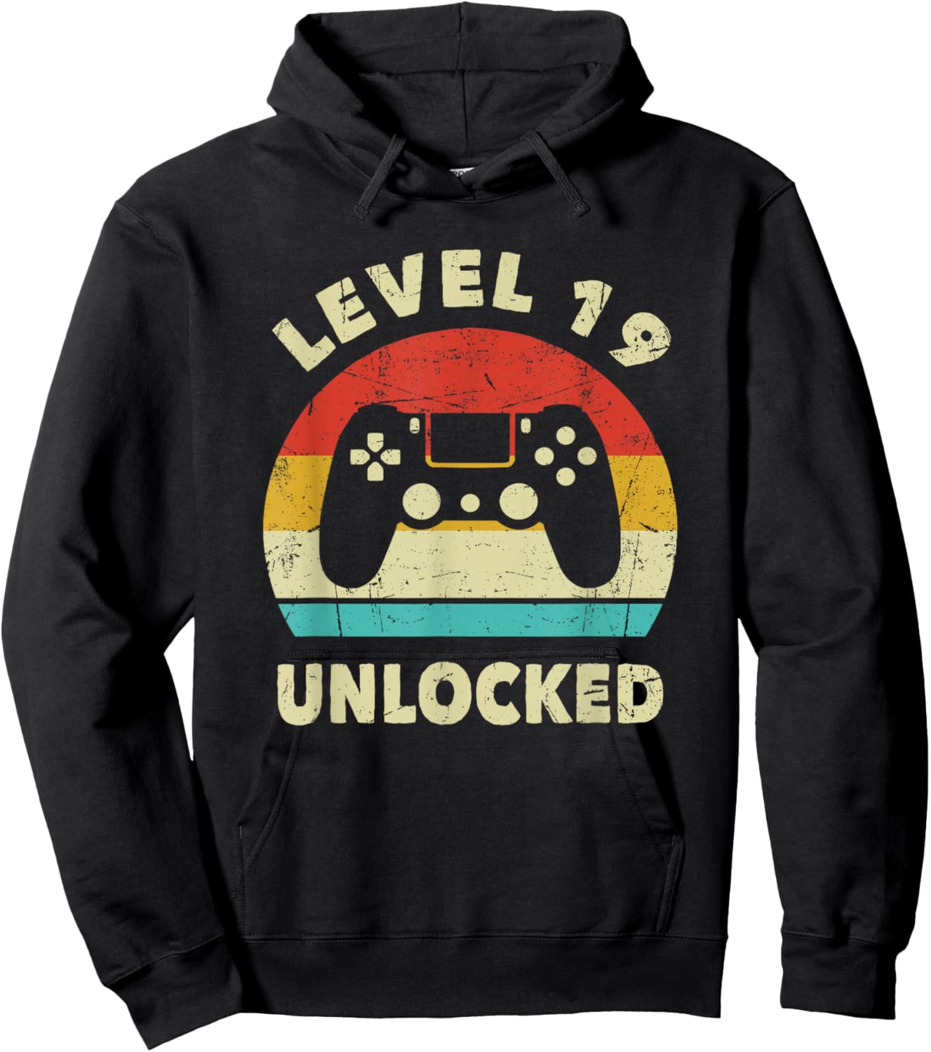 Level 19 Unlocked - Retro Vintage Funny 19th Birthday Gamer Hoodie - Hoodie | Black