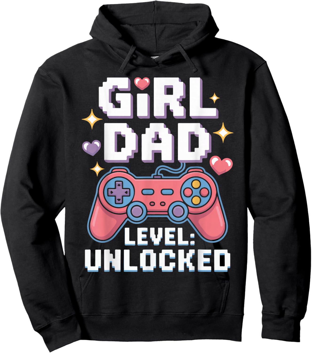 Girl Dad Level Unlocked Funny Gamer Dad for New Fathers Hoodie - Hoodie | Black