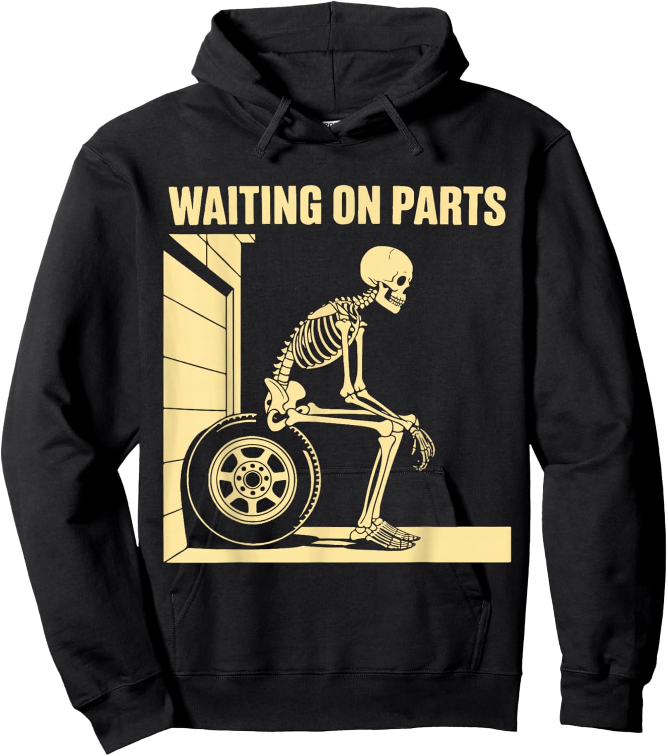 Funny Waiting On Parts Mechanic Skeleton Auto Repair Life Hoodie - Hoodie | Black