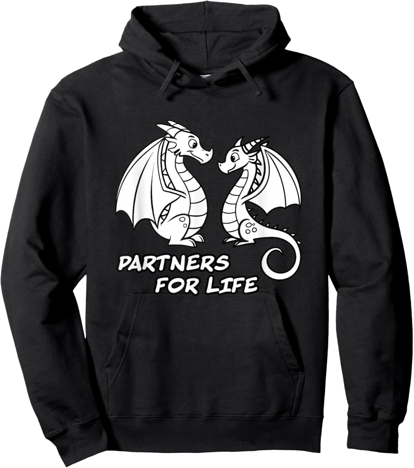 Cute Dragon Couple Partners for Life Fantasy Art Hoodie - Hoodie | Black