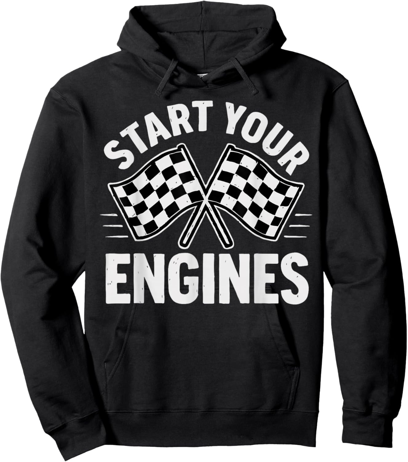 Start Your Engines Vintage Check Flag Race Car Costume Hoodie - Hoodie | Black
