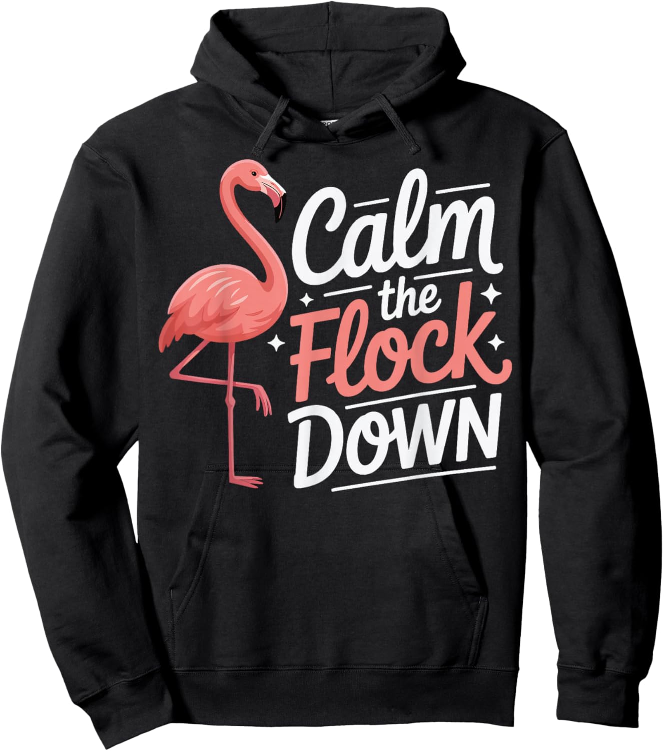 Calm The Flock Down Flamingo Hoodie - Hoodie | Black