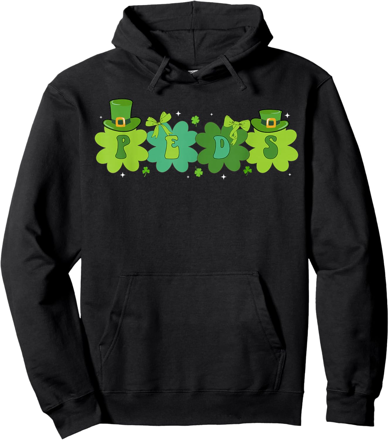 Peds St. Patrick's Day Pediatric Nurse Shamrock Peds Nurse Hoodie - Hoodie | Black