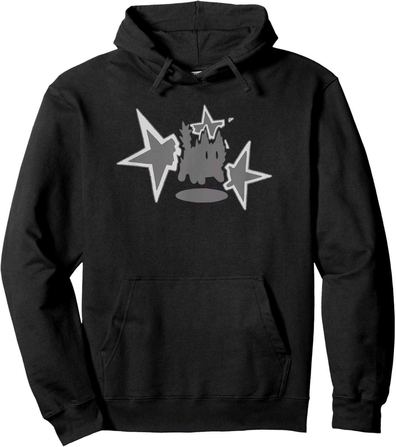 90s Y2K Scary Cat Tomcat is Scared Under Big Stary Hoodie - Hoodie | Black