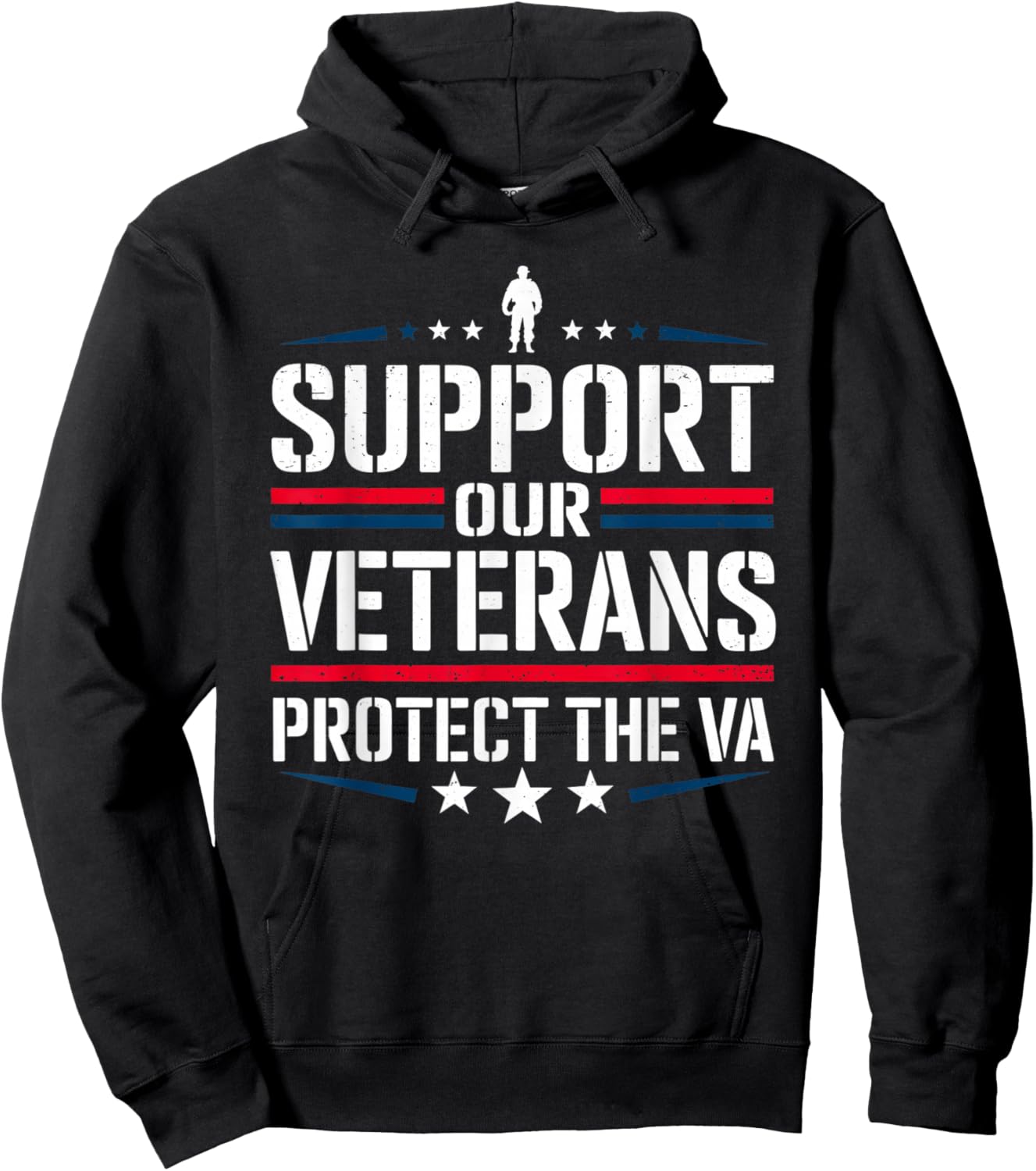 Support Our Veterans and Protest The VA Protest Military Hoodie - Hoodie | Black