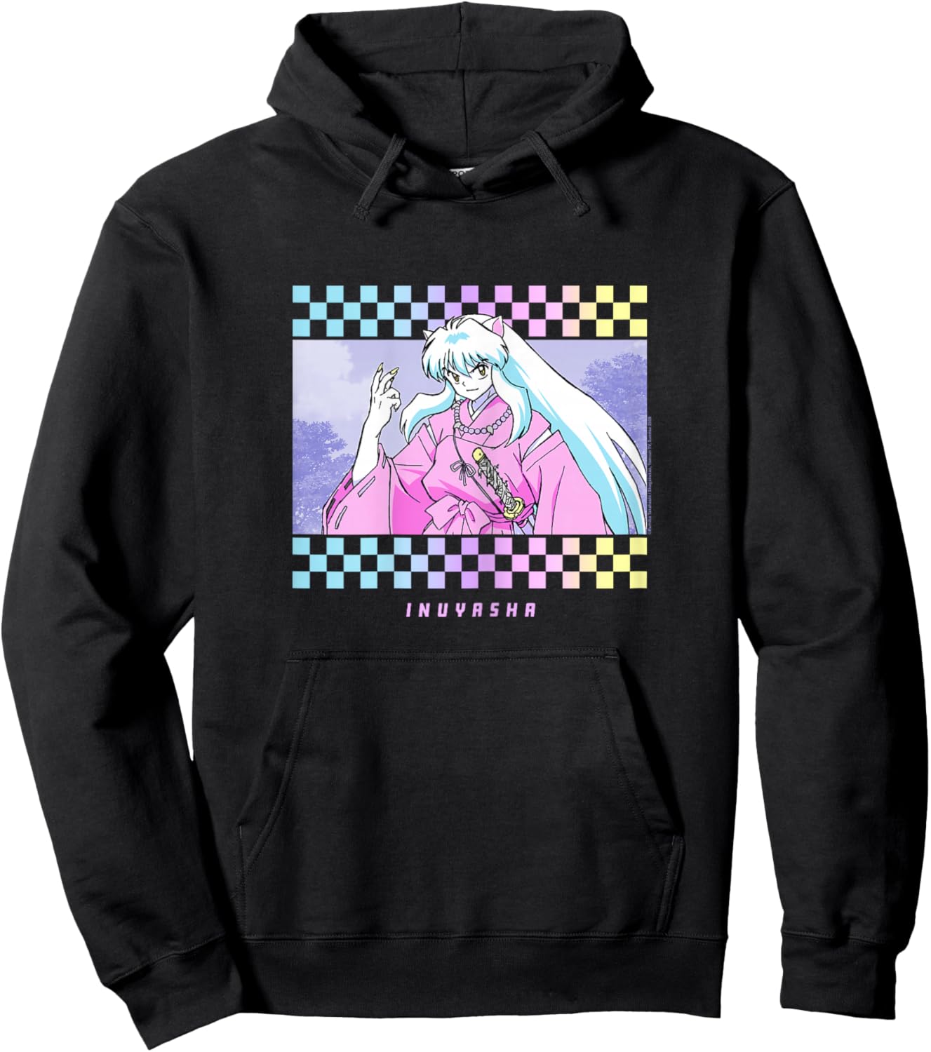 Half-Demon Checkered Artwork Hoodie - Hoodie | Black
