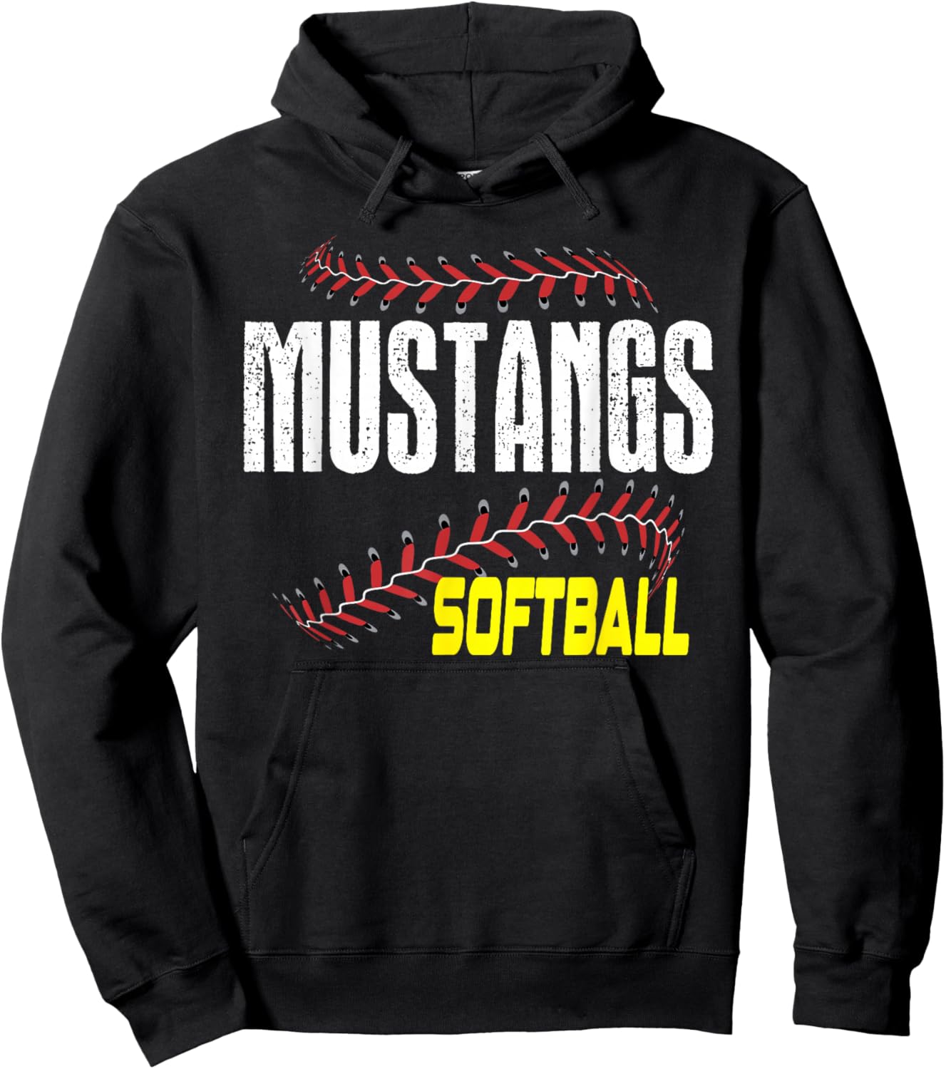 Mustangs Softball Mom School Spirit Mascot Mustang Pride Hoodie - Hoodie | Black
