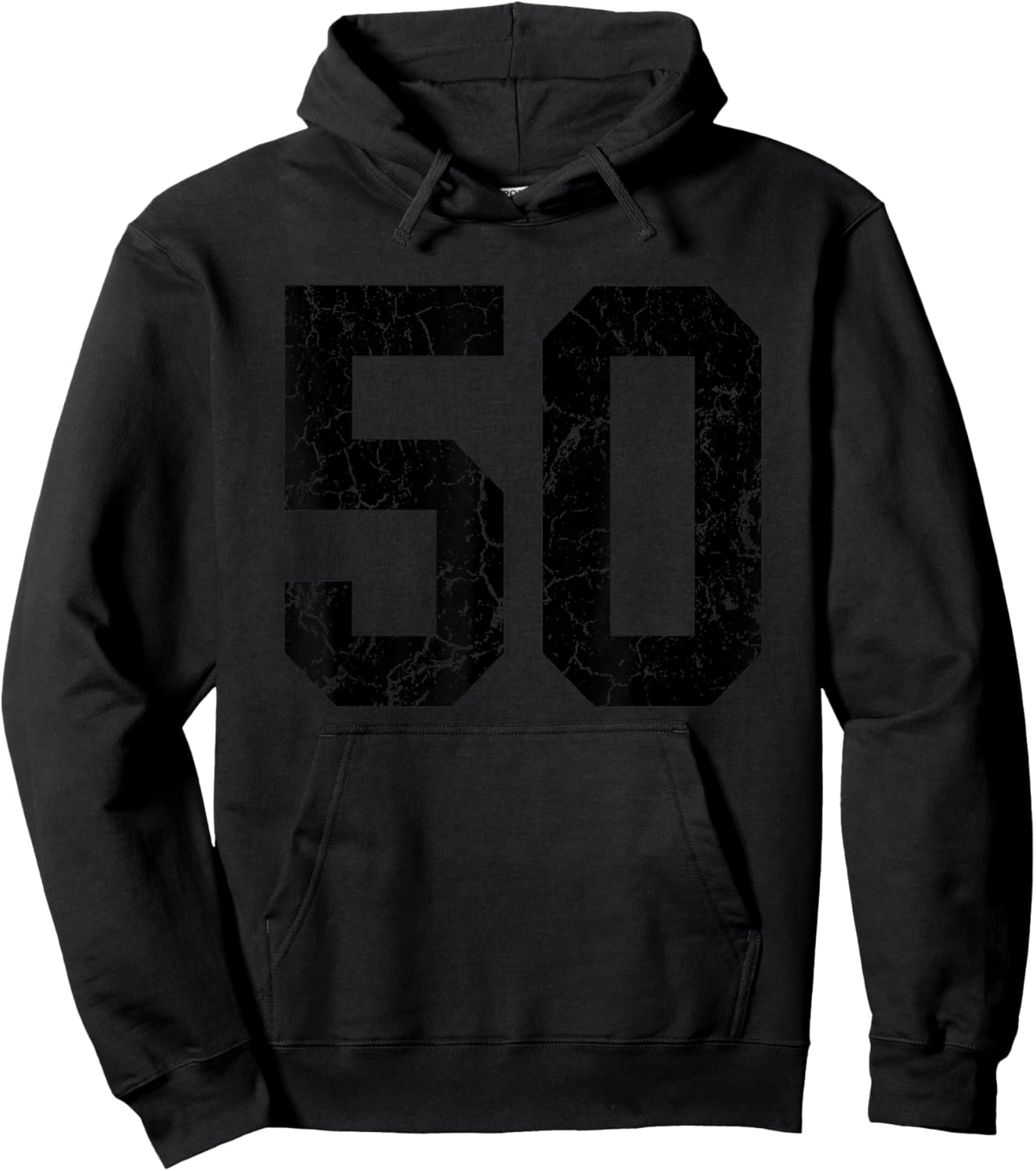 Distressed Black Number 50 Jersey Player Uniform #50 Fan Hoodie - Hoodie | Black