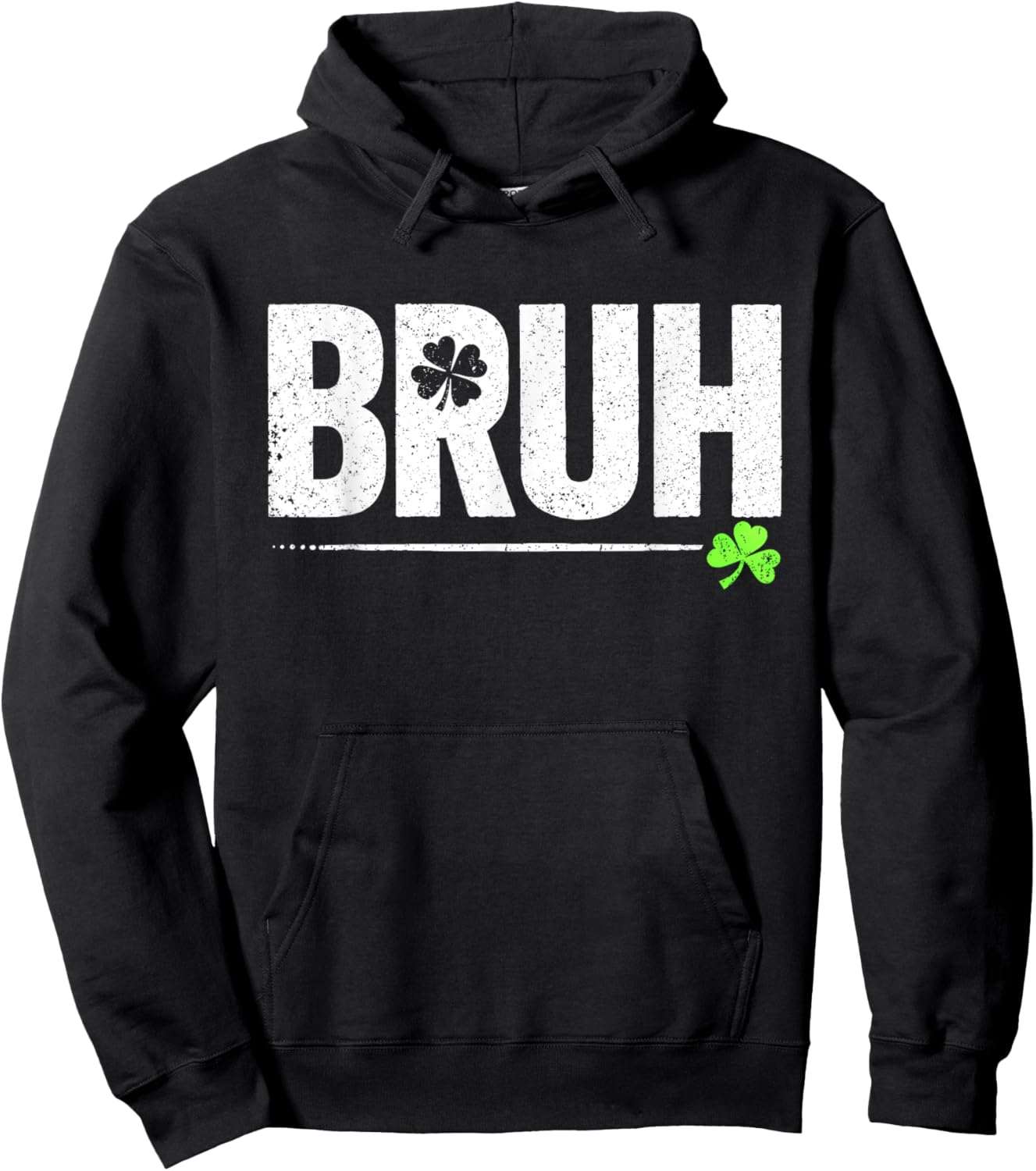 Lucky Shamrock Bruh Funny St Patrick's Day Men Kids Boys Hoodie - Hoodie | Black