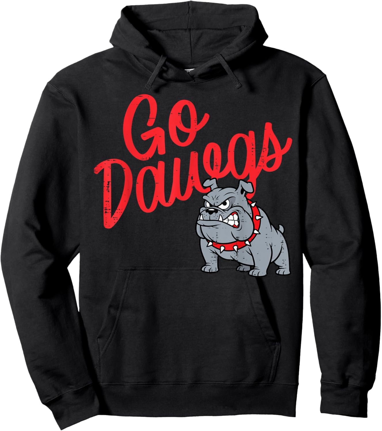 Bulldog Go Dawgs Girls Youth Teen Boys Kids Men Women Hoodie - Hoodie | Black