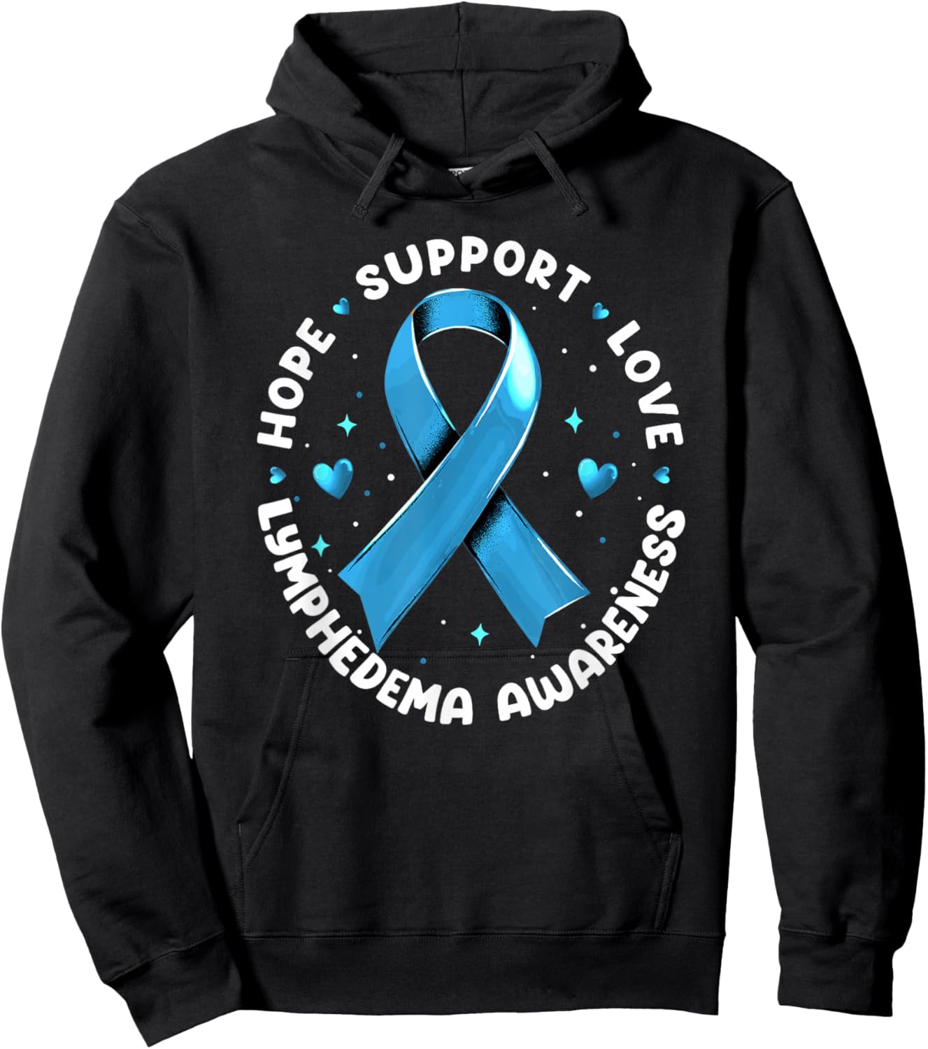 Hope Support Love Lymphedema Awareness Hoodie - Hoodie | Black